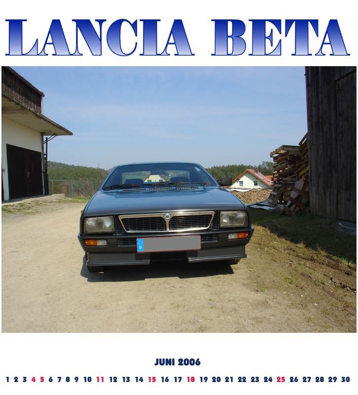 Juni 2006 Lancia Beta Kalender